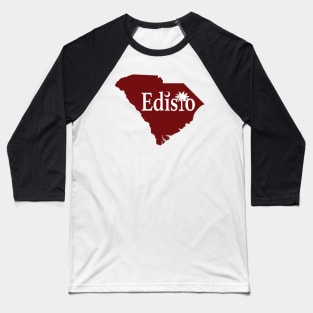 Edisto Island South Carolina State Outline Garnet Baseball T-Shirt